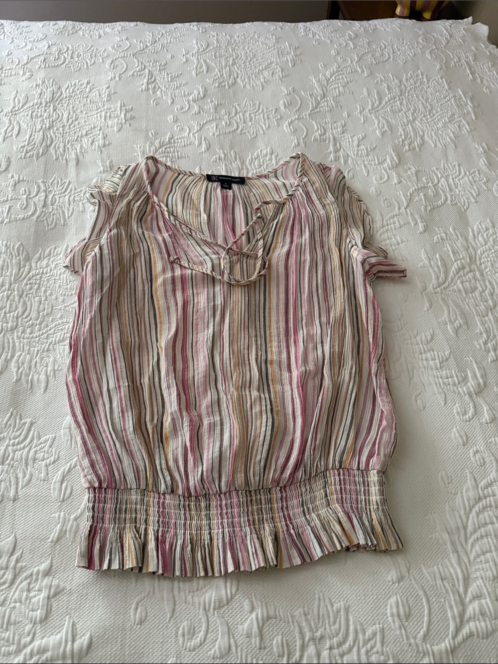 INC size small Lightweight Striped Blouse in Multi-Pink — Women’s Top